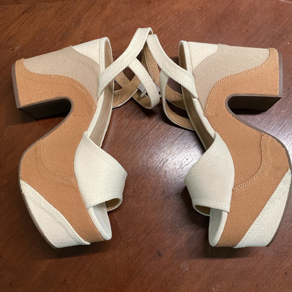 SCHUTZ Three-Tone Multimaterial Platform Heels - Chunky Heels Sz 9.5B - Picture 5 of 16
